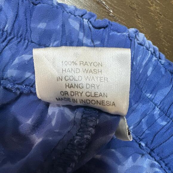 Very‎ Vineyard Women’s Pants One Size Blue Printed Pull On Boho Artsy Edgartown - Picture 6 of 6